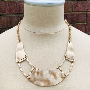 LB Gold Tone Hammered Necklace